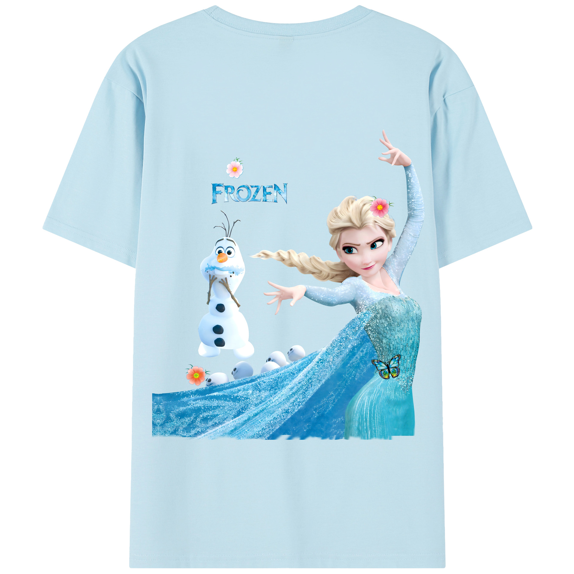 （画像用） アナと雪の女王 アンナ エルサ Frozen Anna Elsa 綿100％半袖Tシャツ（背面プリント）
